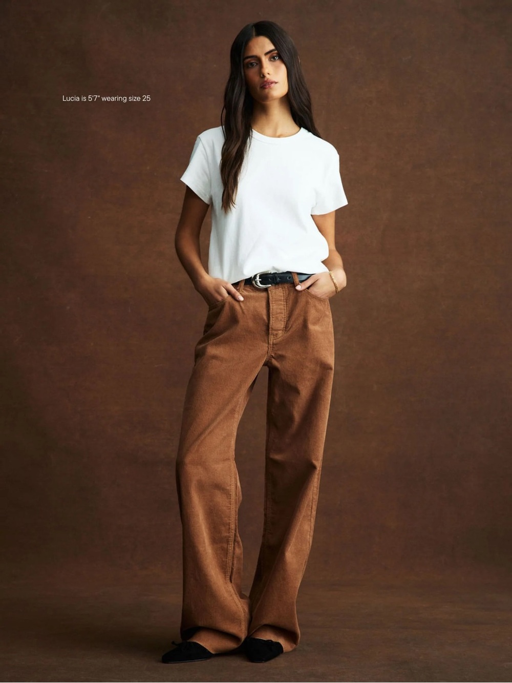 PARKE Low Rise Baggy Pants in Caramel Corduroy
